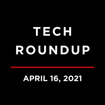 Tech Roundup Logo Underlined with Text Reading April 16, 2021